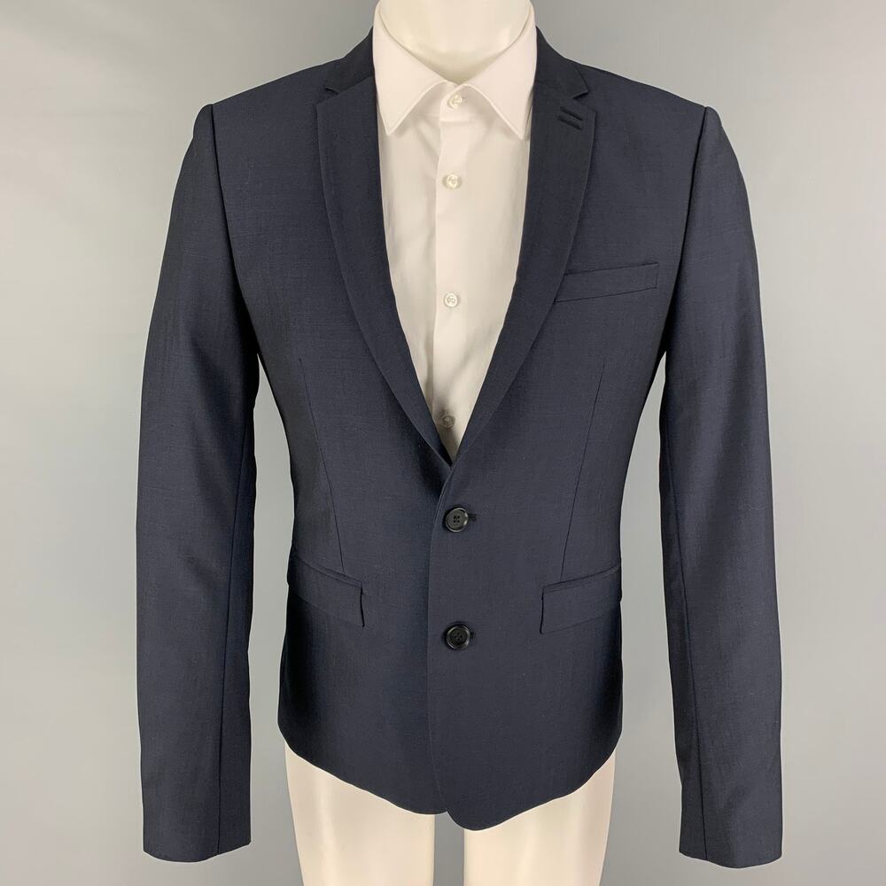 THE KOOPLES Size 36 Navy Wool Mohair Notch Lapel Sport Coat